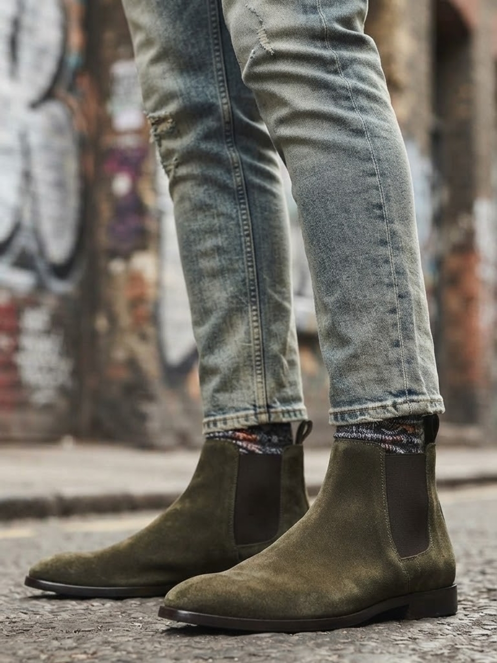 NIB Baccus Shoemaker Olive Green Suede Leather Chelsea Boots EU 43 / US 11